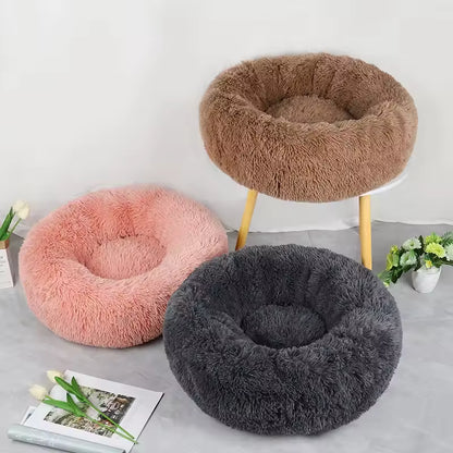 Calming Plush Donut Bed for Cats & Dogs