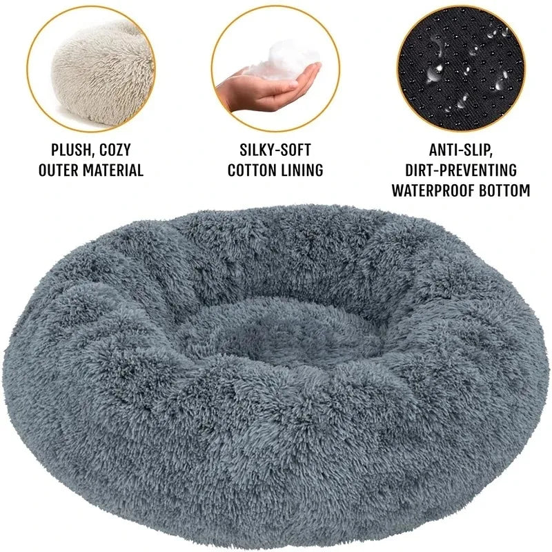 Calming Plush Donut Bed for Cats & Dogs