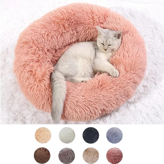 Calming Plush Donut Bed for Cats & Dogs