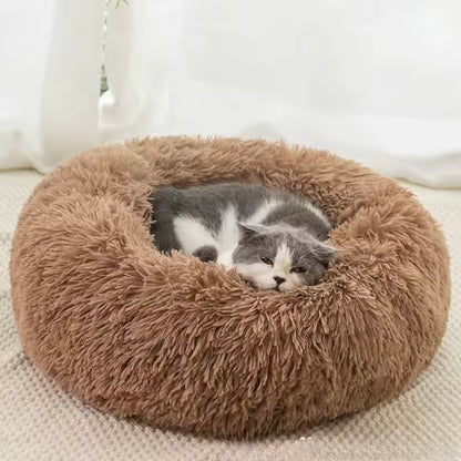 Calming Plush Donut Bed for Cats & Dogs