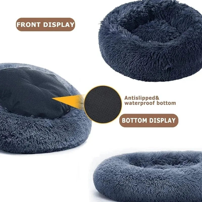 Calming Plush Donut Bed for Cats & Dogs