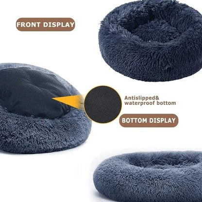 Calming Plush Donut Bed for Cats & Dogs